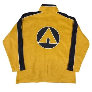 Vtg Airwalk Fleece Sweatshirt Big Logo 1/4 Zip Pullover Skater Tan Black Large